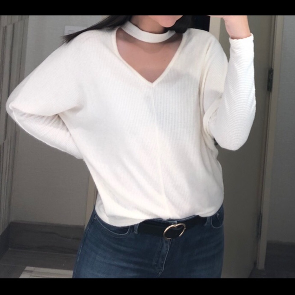 F21 White Oversized Sweater